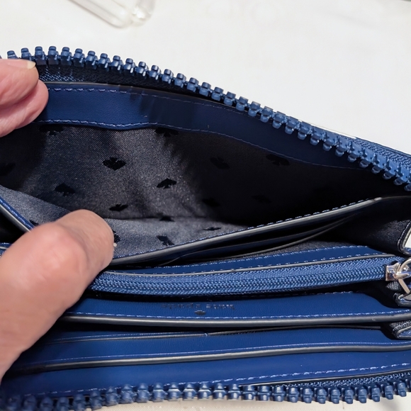 *Kate Spade Joe Large Continental Polka Dot Wallet - Navy And White - Picture 13 of 16